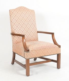 George III Style Mahogany Open Arm Library Chair