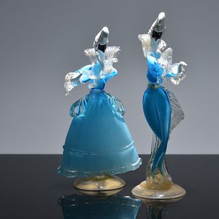 Pair of Murano Glass DANCERS Figures, Manner of Barovier & Toso