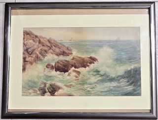Framed watercolor on paper signed and dated, seascape 