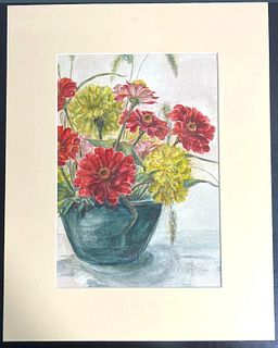 Unframed Watercolor on paper, Flowers