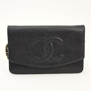 Vintage Chanel Small Black Leather CC Flap Bag