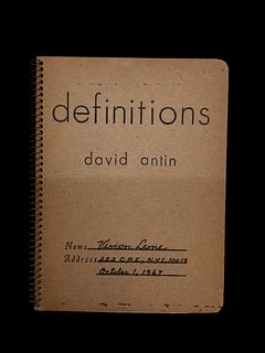 Definitions by David Antin, 1st Edition 1967