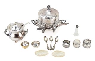 COLLECTION OF ANTIQUE SILVERPLATE TABLEWARE & MORE