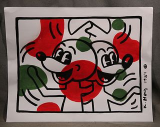 Keith Haring Acrylic on Paper 