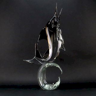 Vintage Licio Zanetti Art Glass Swordfish Sculpture