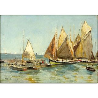 19th or 20th Century Oil on Panel "Sailboats"