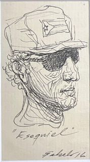 Roberto Fabelo, Cuba (Born 1951).  Pen and ink portrait drawings on paper,