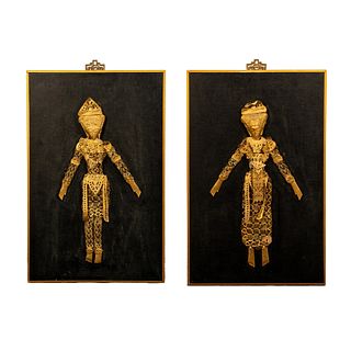 Lot of Two Original Balinese Prosperity Coin Deity Dolls