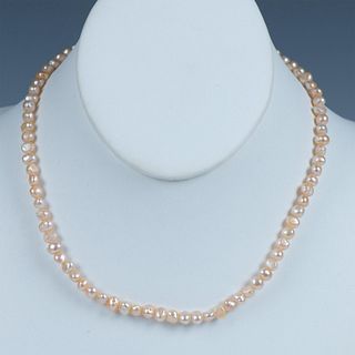 Elegant Genuine Peach-Color Pearl Necklace