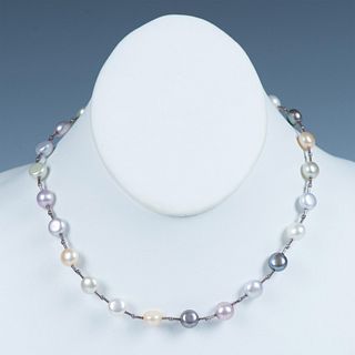 Gorgeous Sterling Silver and Multicolored Pearl Necklace