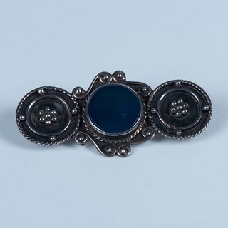 Pretty Floral Sterling Silver and Blue Stone Brooch