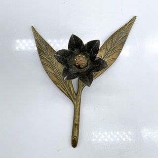 Vintage Heavy Israeli Brass Flower Figurine