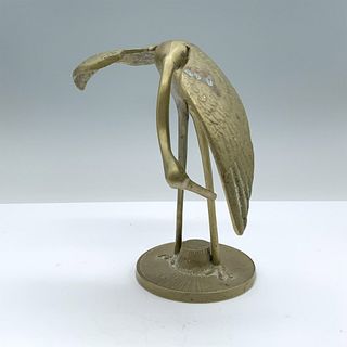 Vintage Heavy Brass Crane Figurine