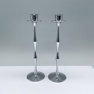 Pair of Vintage English Silver Metal Candlestick Holders