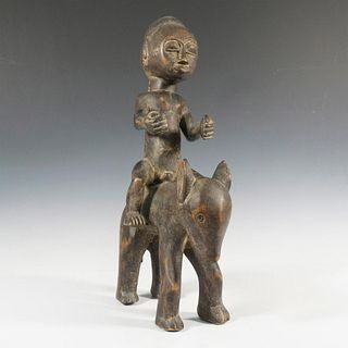 Wooden Tribal Figure on Horseback