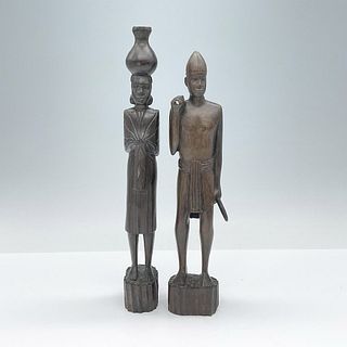 Pair of Wooden African Art Figures, Man and Woman