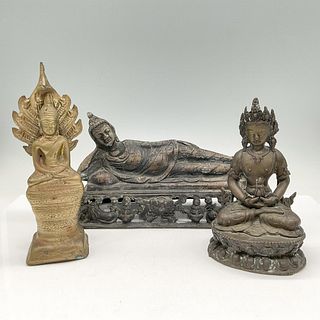 3pc Thai Metal Buddha Statues