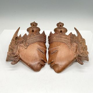 Pair of Indonesian Wooden Indra Mask