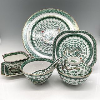 7pc Y.T. Porcelain Server Ware, Dragon Famille Verte