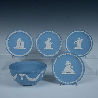 5pc Wedgwood Light Blue Jasperware Bowl and Plates