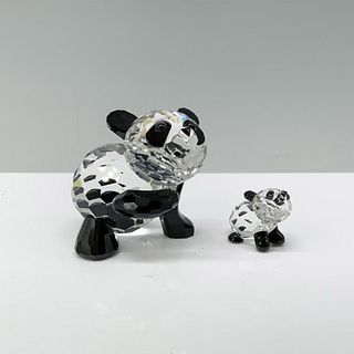 2pc Swarovski Crystal Figurines, Mother Panda and Baby Panda
