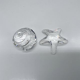 2pc Swarovski Crystal Paperweights, Starfish and Top Shell