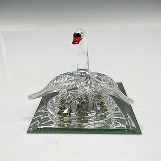 Swarovski Silver Crystal Figurine, Swan Family + Base