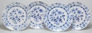 4 Meissen Porcelain "Blue Onion" Dinner Plates