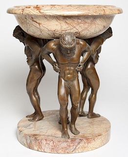 Neoclassical Bronze & Marble Figural Centerpiece