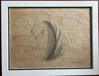 Carmelo Gonzalez (1920-1990) Cuban artist framed drawing on paper