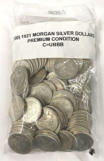 (100) 1921 Morgan Silver Dollars Premium Condition