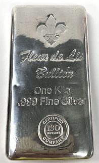 Last Minute! (1) Kilo Fleur De Lis .999 Silver Bar