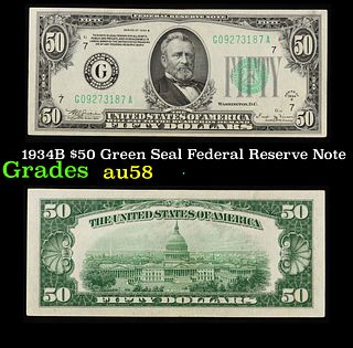 1934B $50 Green Seal Federal Reserve Note Grades Choice AU/BU Slider