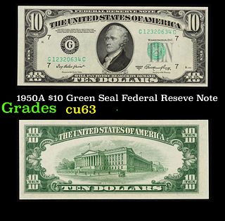 1950A $10 Green Seal Federal Reseve Note Grades Select CU