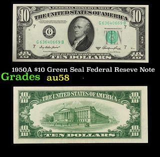 1950A $10 Green Seal Federal Reseve Note Grades Choice AU/BU Slider