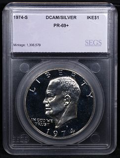 Proof 1974-s Silver Eisenhower Dollar $1 Graded pr69+ Dcam By SEGS
