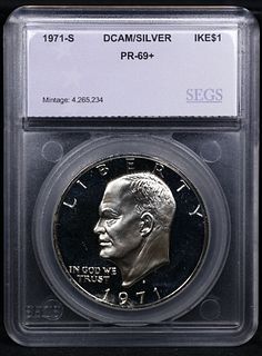 Proof 1971-s Silver Eisenhower Dollar $1 Graded pr69+ Dcam By SEGS