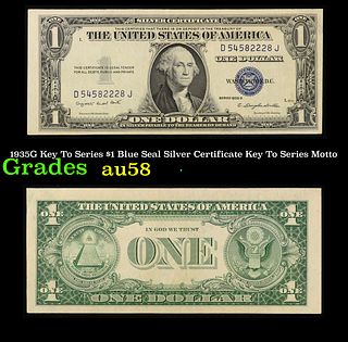 1935G Key To Series $1 Blue Seal Silver Certificate Key To Series Grades Choice AU/BU Slider Motto