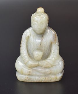 Chinese Jade Carved Buddha Figure, Ming Dynasty