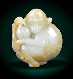 Chinese Jade Carved Monkey ,Qing Dynasty