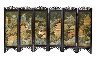 Chinese Folded Spinach Jade Screen Panel