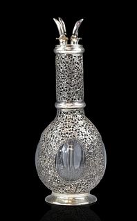 Chinese Export Silver Mounted Crystal Bottle,Qing