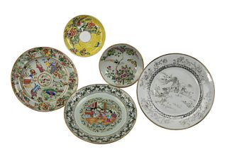Group of 5 Chinese Export Plates, 18-19th C.