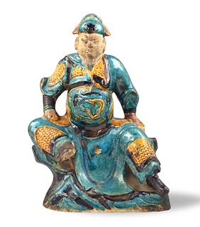 Chinese Fahua Glazed "Guan Di"Figure, Ming Dynasty