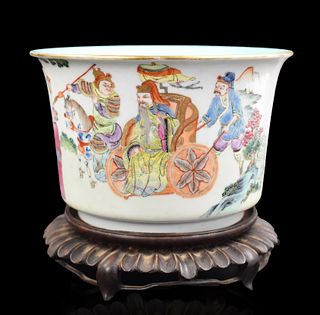 Chinese Famille Rose Figural Bowl on Stand,19th C.