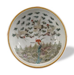 Chinese Famille Rose Washer w/ Crane, 19th C.