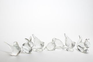 Group of Colorless Glass Animals, Steuben Manner