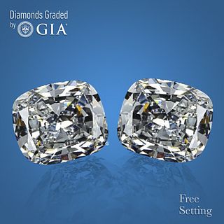 6.11 carat diamond pair, Cushion cut Diamonds GIA Graded 1) 3.10 ct, Color E, VS1 2) 3.01 ct, Color D, VS2. Appraised Value: $378,100 
