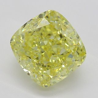 1.51 ct, Natural Fancy Intense Yellow Even Color, VS2, Cushion cut Diamond (GIA Graded), Appraised Value: $52,200 