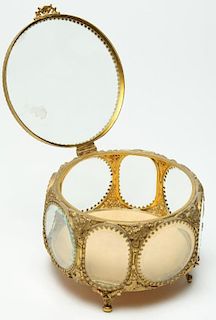 French Beveled Crystal & Ormolu Jewel Box